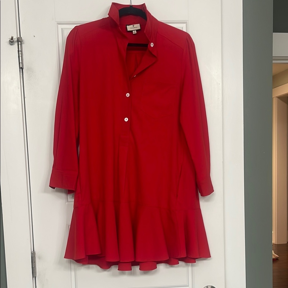 Tuckernuck Red Crepe Callahan Dress